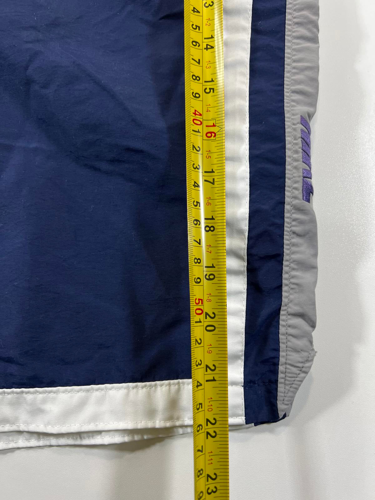 Vintage Nike Men's Navy Blue Athletic Shorts with White Trim