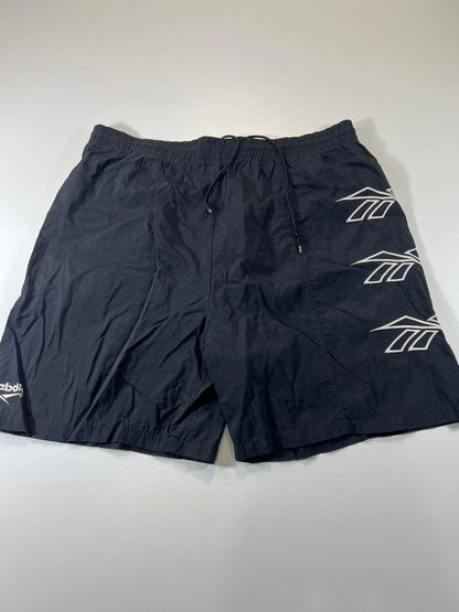 Vintage Reebok Black Athletic Shorts with Logo Detailing M
