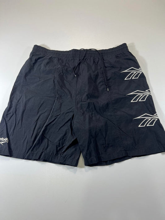 Vintage Reebok Black Athletic Shorts with Logo Detailing M