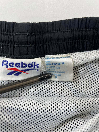Vintage Reebok Black Athletic Shorts with Logo Detailing M