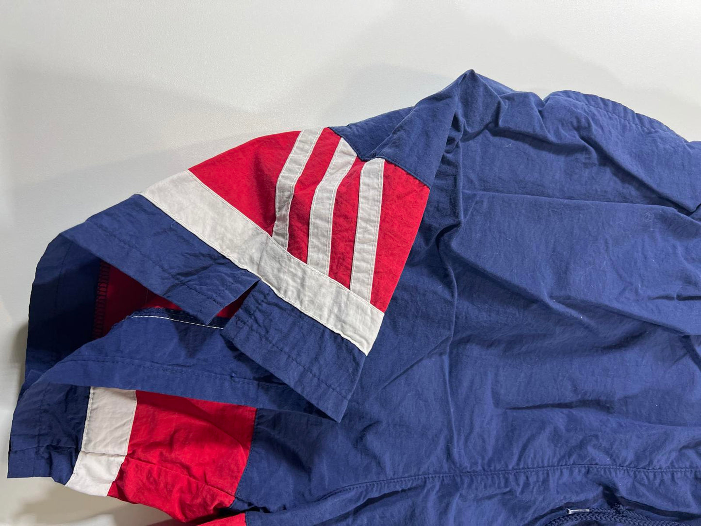 Vintage Adidas Men's Navy Blue Red and White Swim Shorts