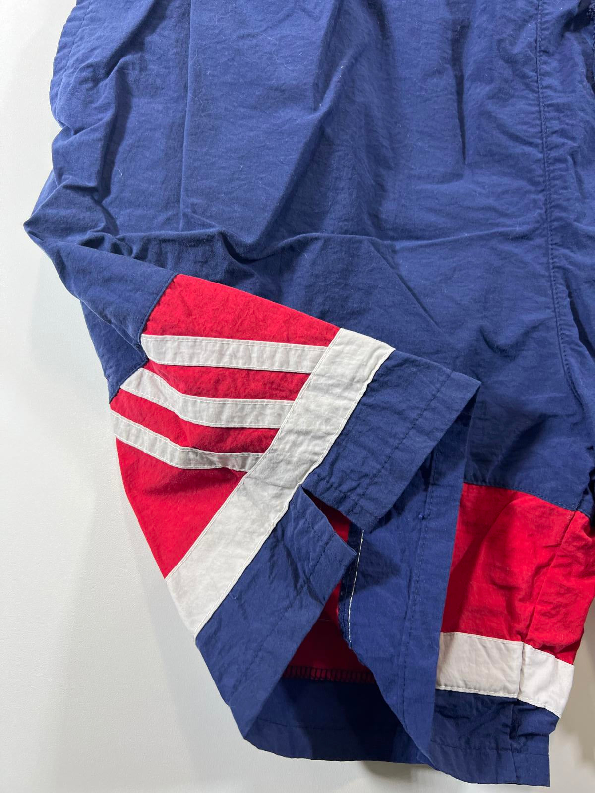 Vintage Adidas Men's Navy Blue Red and White Swim Shorts