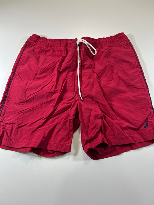 Nautica Men's Red Swim Shorts with Drawstring Waist