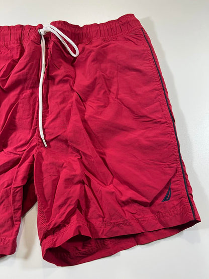 Nautica Men's Red Swim Shorts with Drawstring Waist