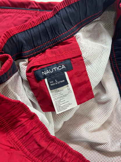 Nautica Men's Red Swim Shorts with Drawstring Waist