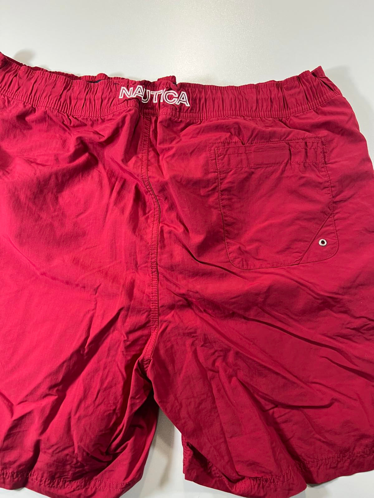 Nautica Men's Red Swim Shorts with Drawstring Waist