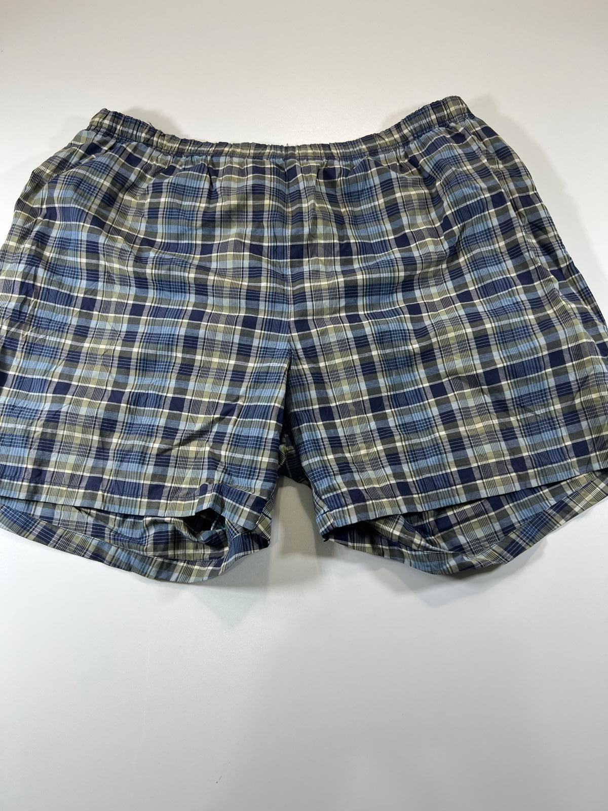 Nautica Men's Blue and Beige Plaid Shorts