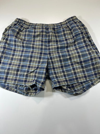 Nautica Men's Blue and Beige Plaid Shorts