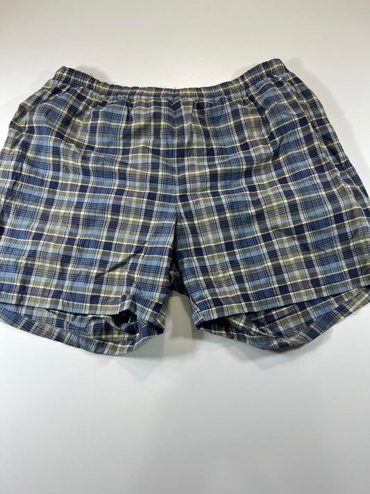 Nautica Men's Blue and Beige Plaid Shorts