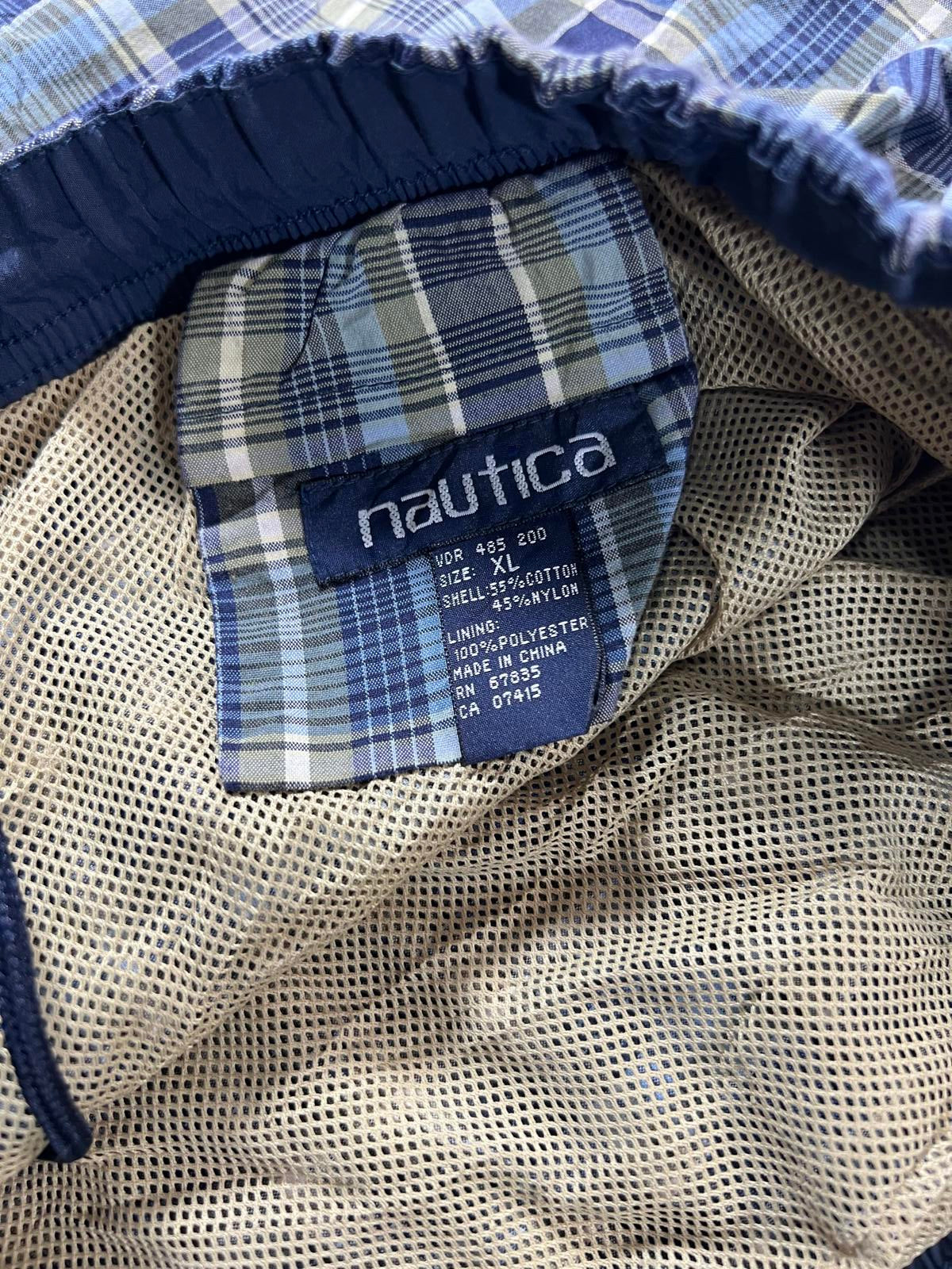 Nautica Men's Blue and Beige Plaid Shorts