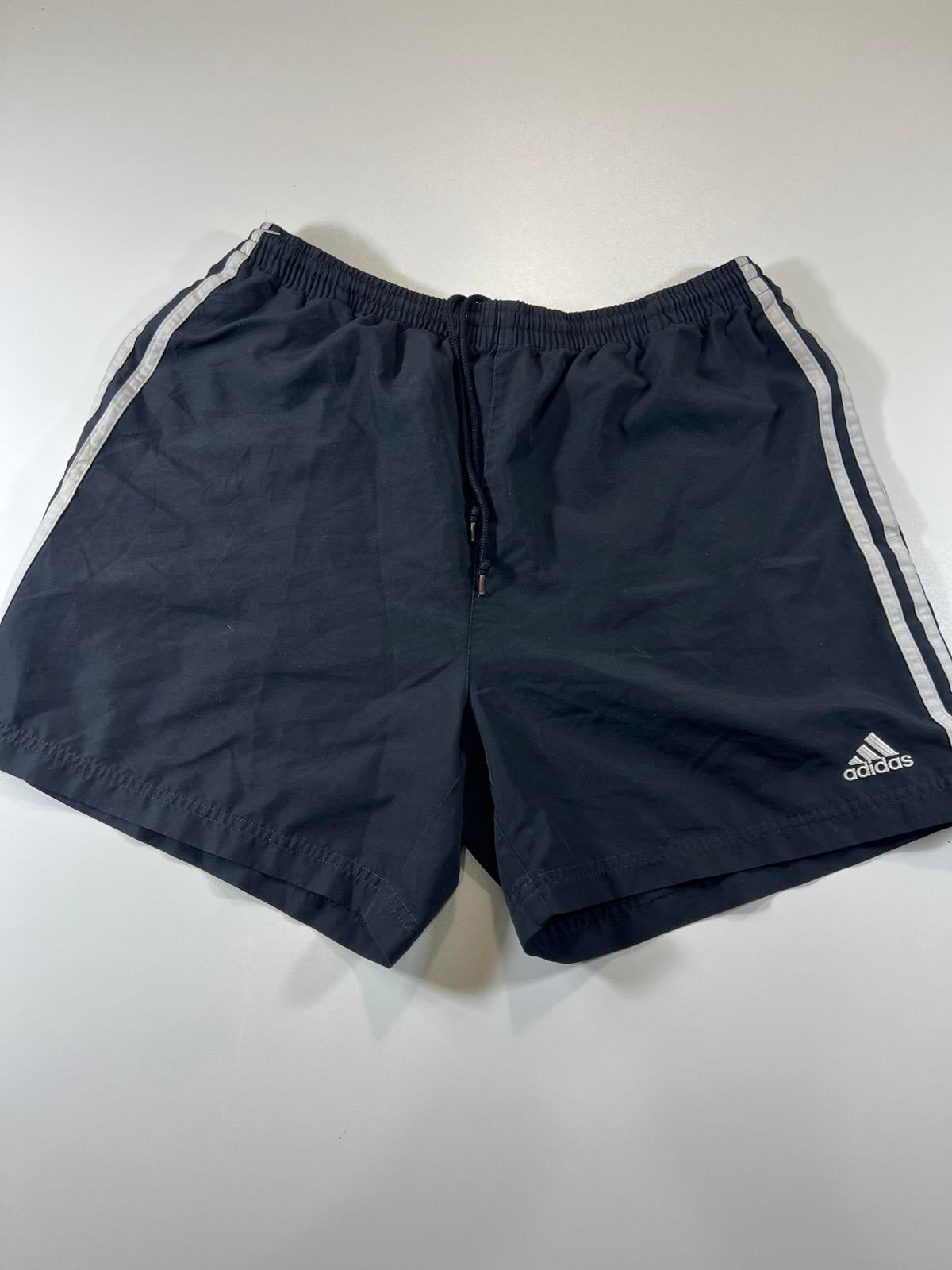 Adidas Men's Black Athletic Shorts with White Stripes