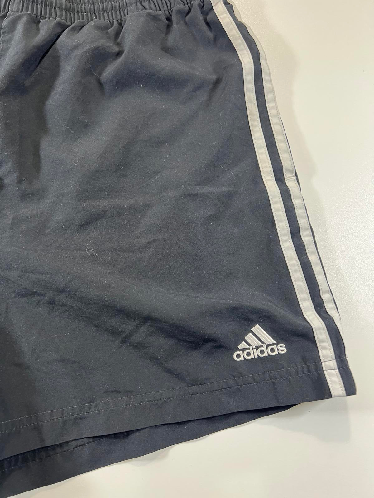 Adidas Men's Black Athletic Shorts with White Stripes