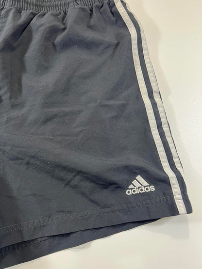 Adidas Men's Black Athletic Shorts with White Stripes
