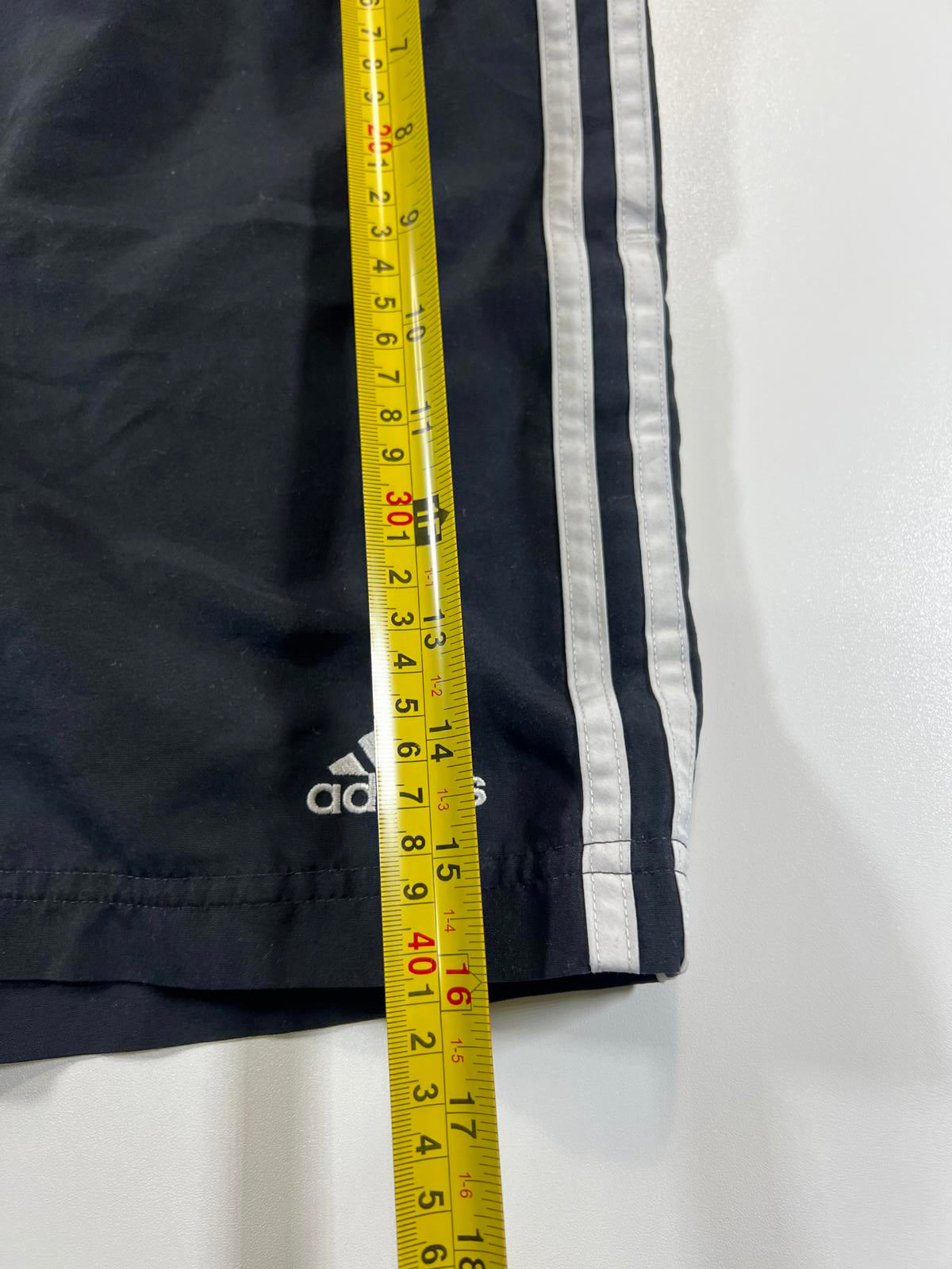 Adidas Men's Black Athletic Shorts with White Stripes