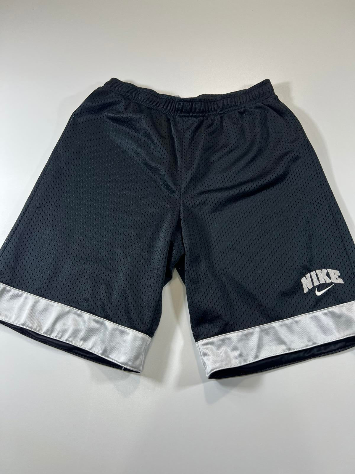 Nike Black Mesh Athletic Shorts with Silver Trim