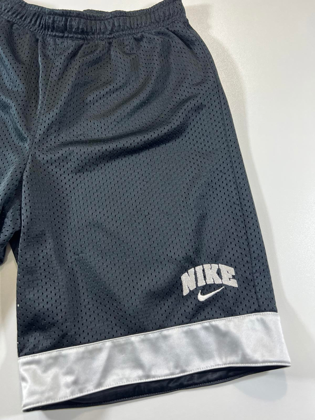 Nike Black Mesh Athletic Shorts with Silver Trim