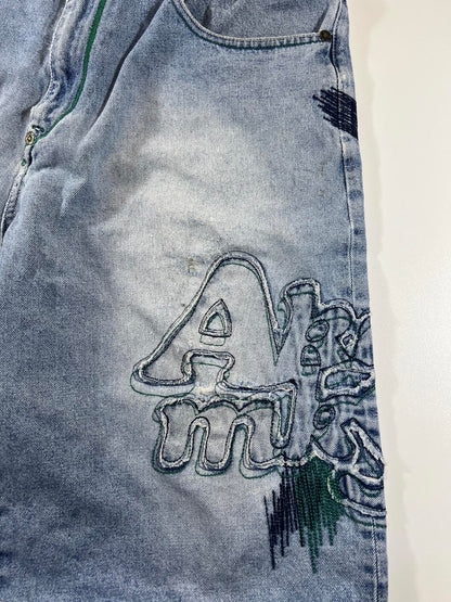 Akademiks Patchwork Denim Shorts 36