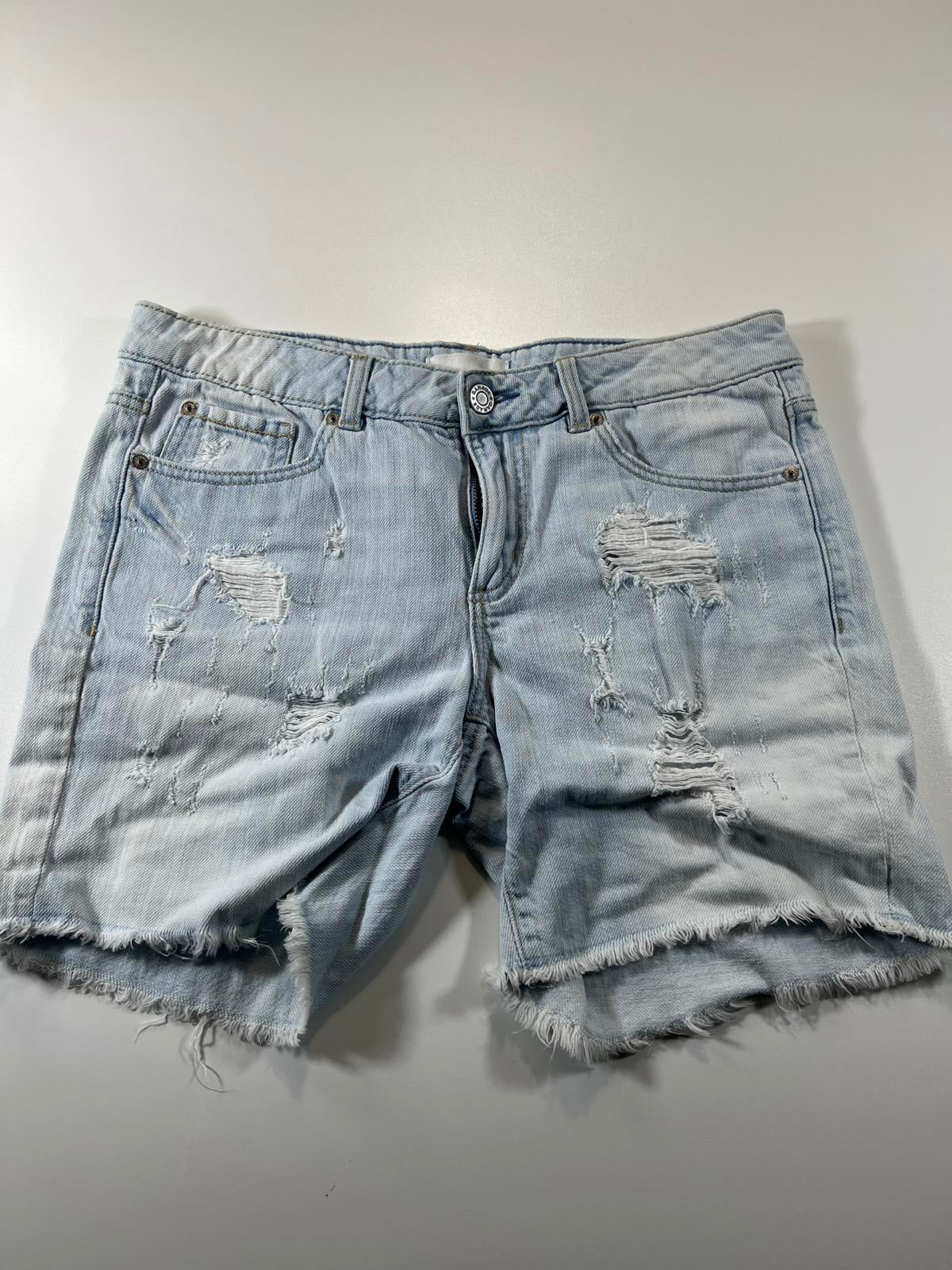 Light Blue Distressed Denim Shorts