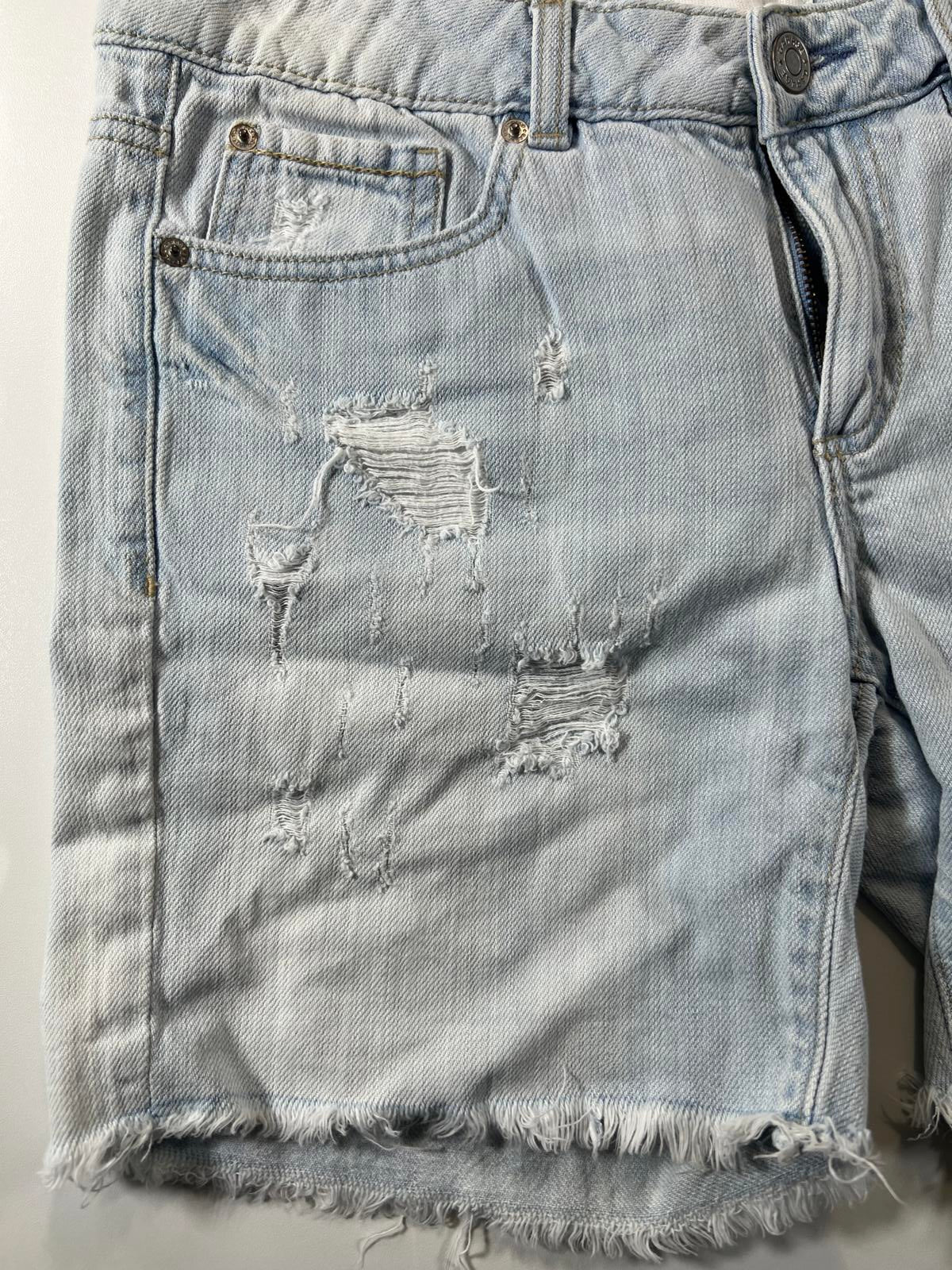 Light Blue Distressed Denim Shorts