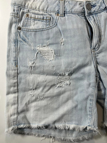 Light Blue Distressed Denim Shorts