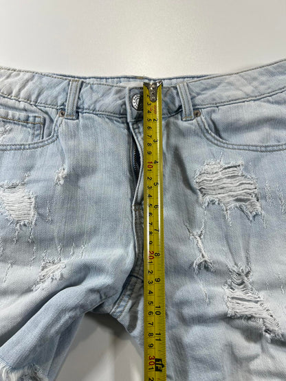 Light Blue Distressed Denim Shorts