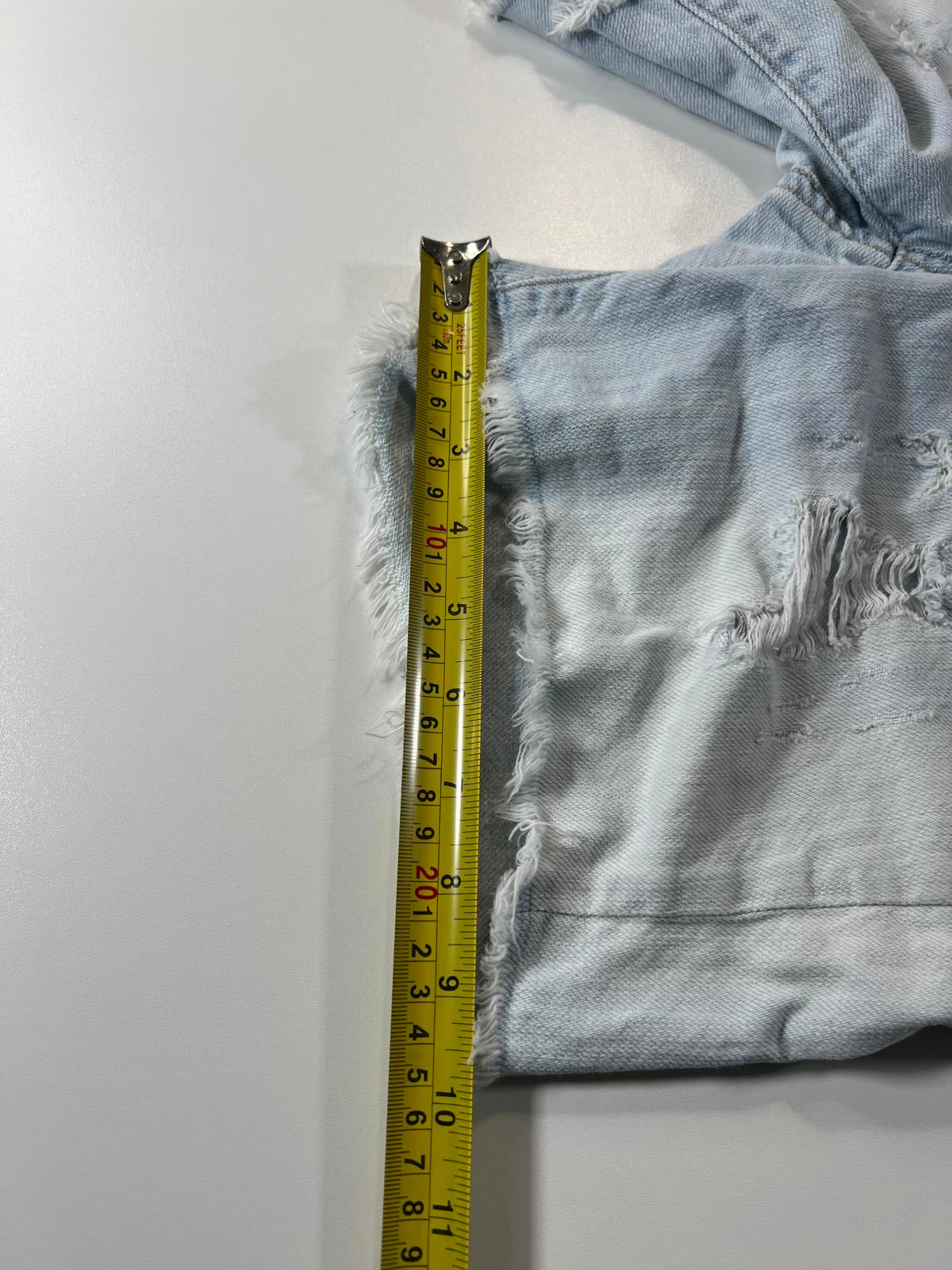 Light Blue Distressed Denim Shorts