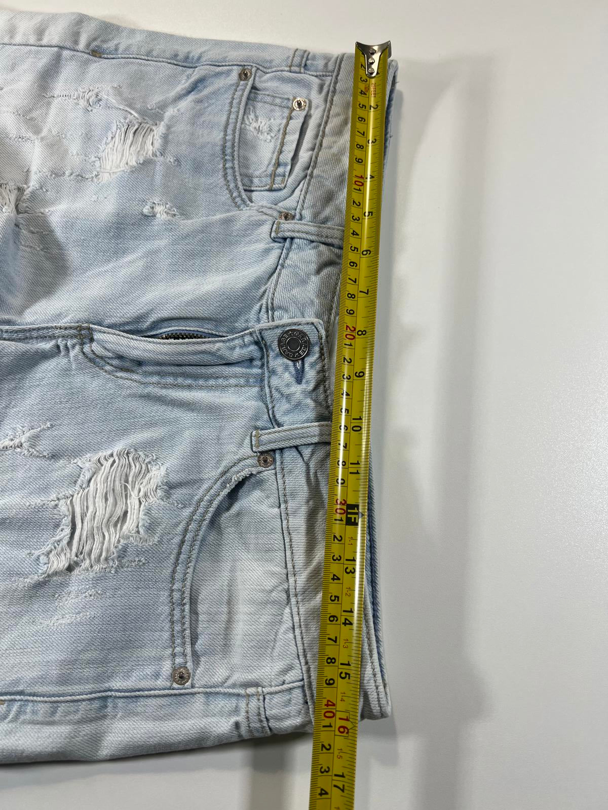 Light Blue Distressed Denim Shorts