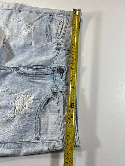 Light Blue Distressed Denim Shorts