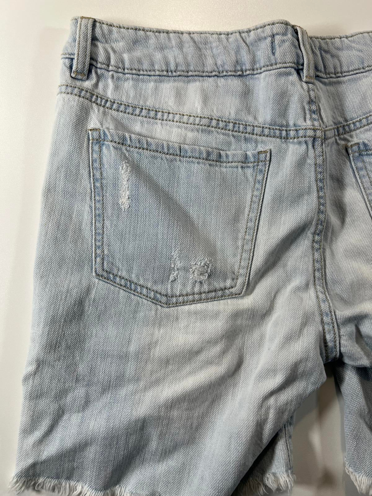 Light Blue Distressed Denim Shorts