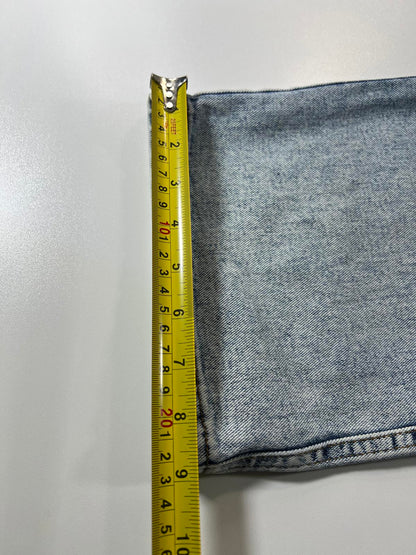 Wide Leg Light Wash Denim Jeans with Patch Pockets