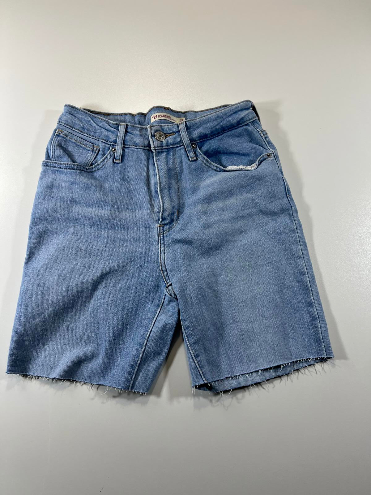 Levi's 721 Light Blue Denim Cutoff Shorts 27