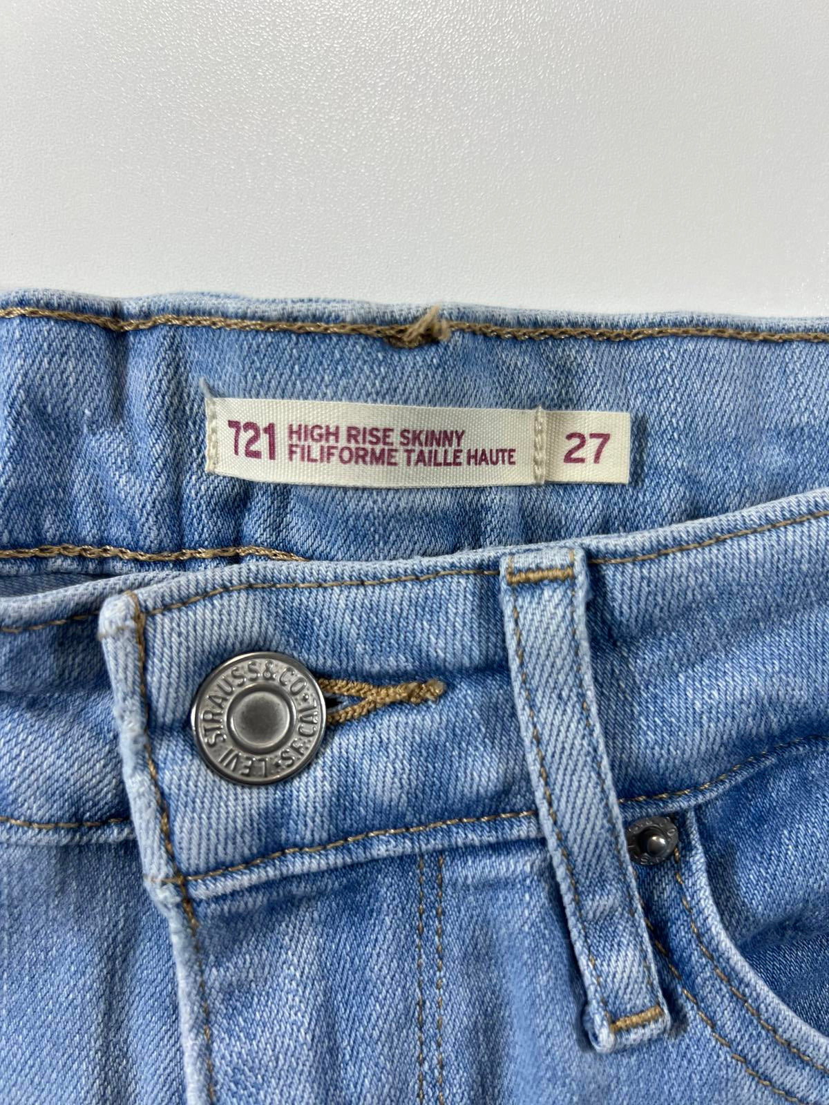 Levi's 721 Light Blue Denim Cutoff Shorts 27