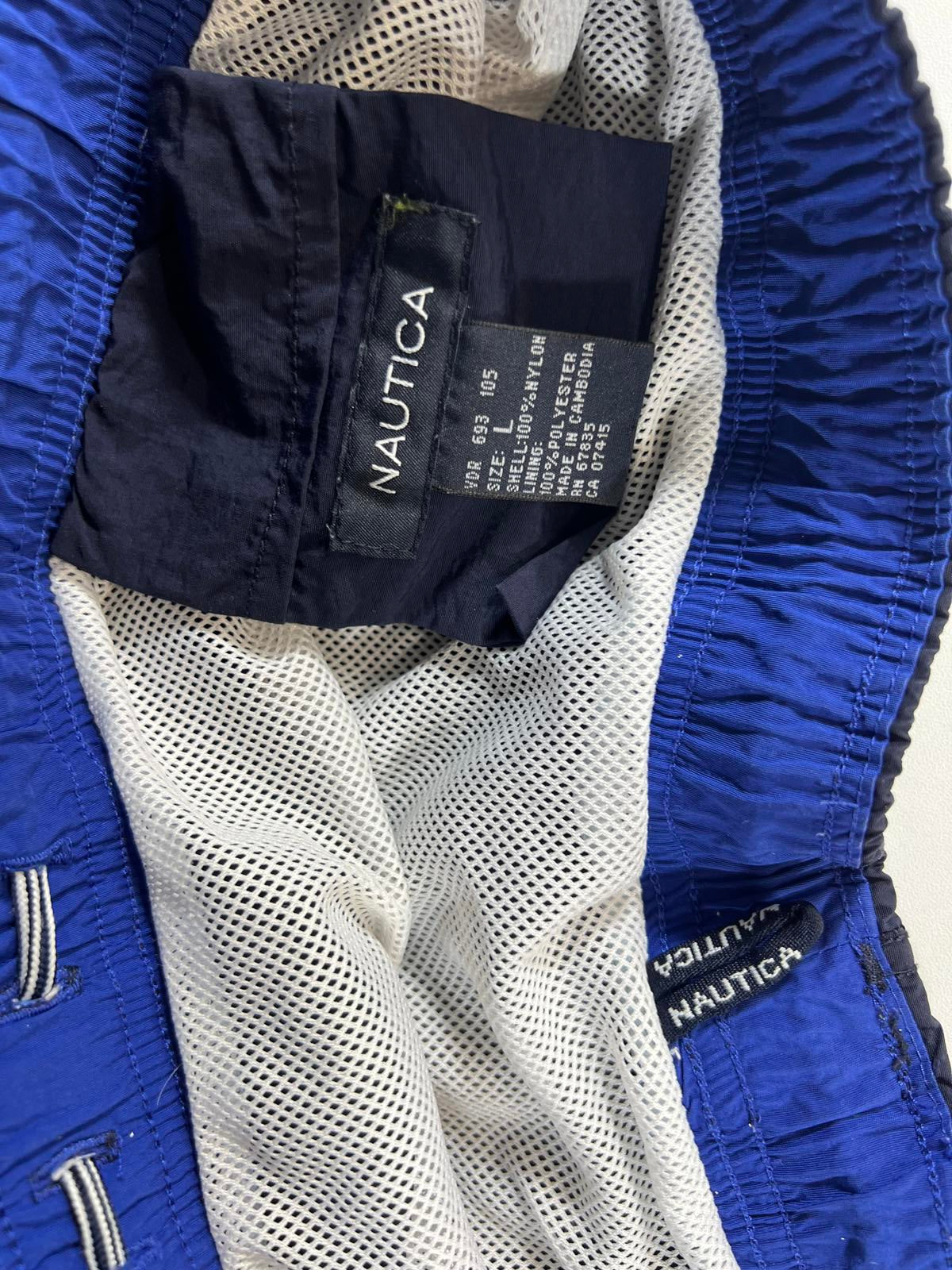 Nautica Men's Navy Swim Shorts with Yellow and White Accents