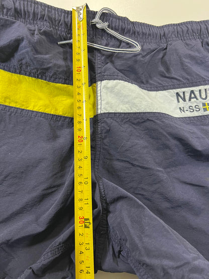 Nautica Men's Navy Swim Shorts with Yellow and White Accents