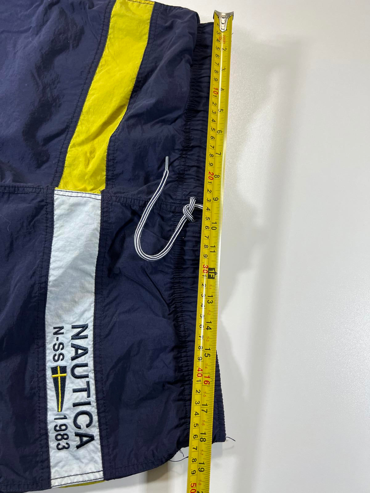 Nautica Men's Navy Swim Shorts with Yellow and White Accents