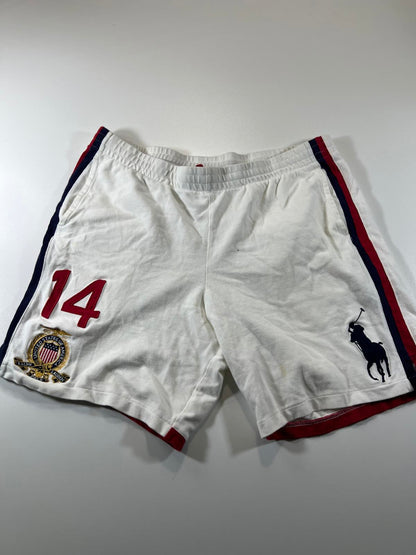 Ralph Lauren Polo White Athletic Shorts #14 and Crest L