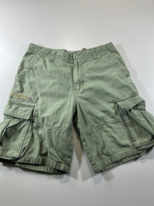 Vintage Quiksilver Men's Cargo Shorts Green Size Medium