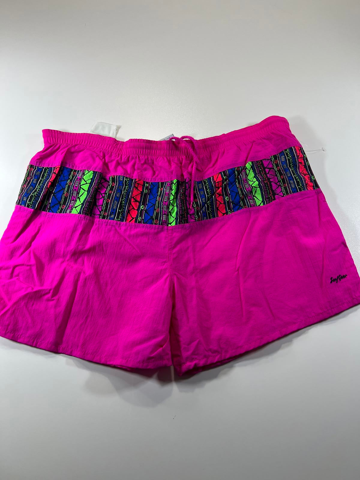 Vintage Pink Swim Shorts with Multicolour Patterned M
