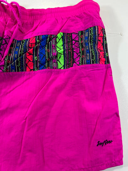 Vintage Pink Swim Shorts with Multicolour Patterned M