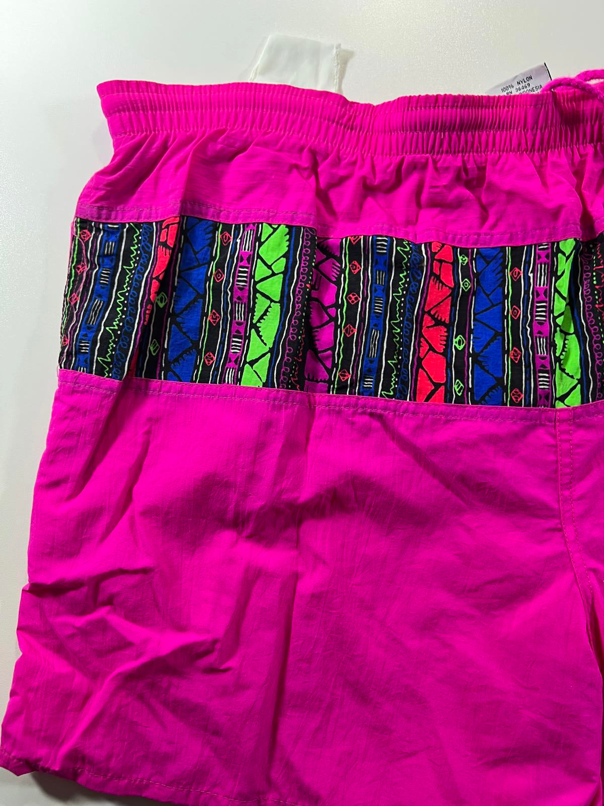 Vintage Pink Swim Shorts with Multicolour Patterned M