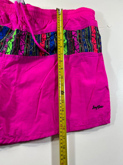 Vintage Pink Swim Shorts with Multicolour Patterned M