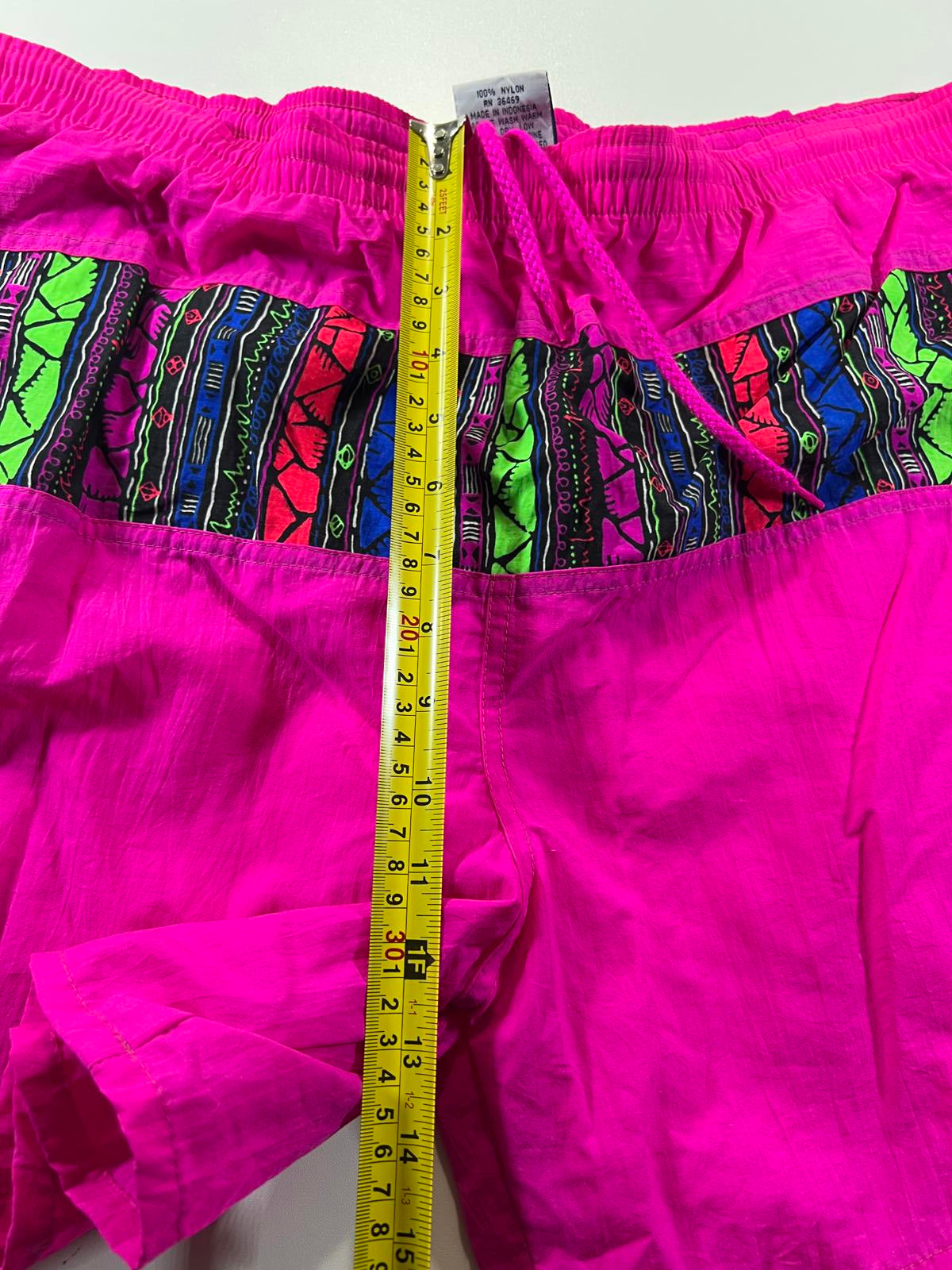Vintage Pink Swim Shorts with Multicolour Patterned M
