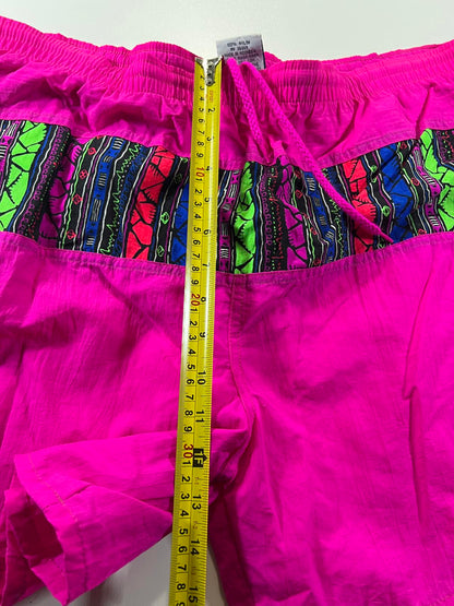 Vintage Pink Swim Shorts with Multicolour Patterned M