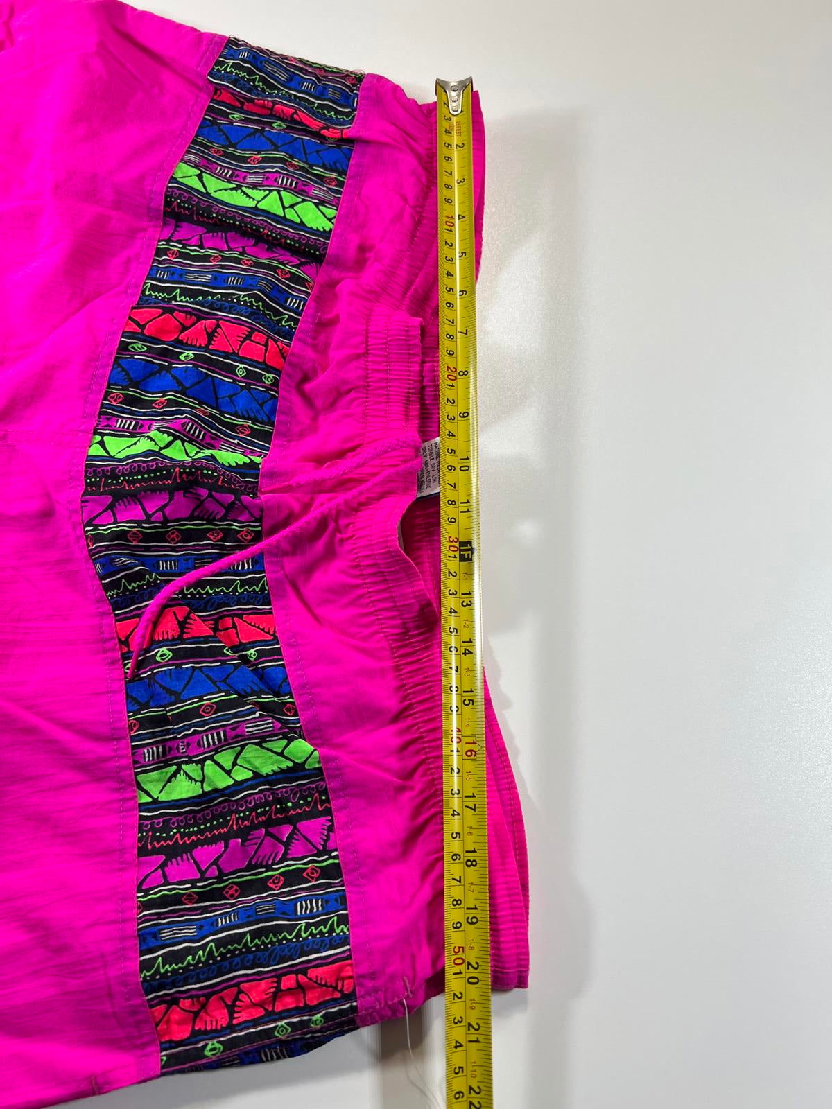 Vintage Pink Swim Shorts with Multicolour Patterned M