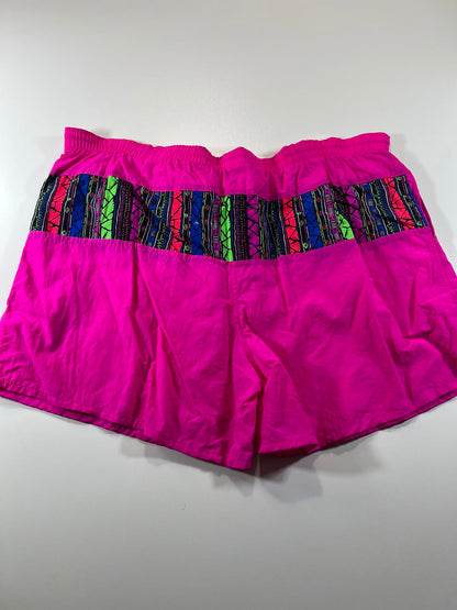 Vintage Pink Swim Shorts with Multicolour Patterned M