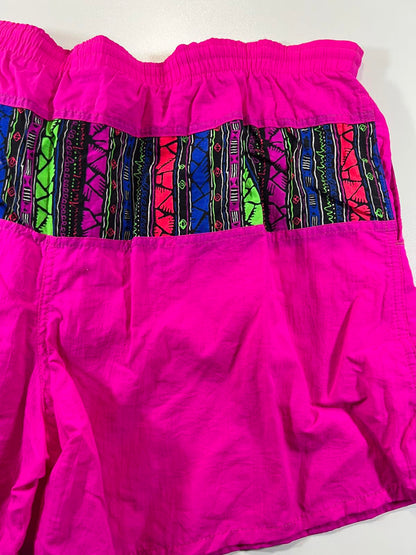 Vintage Pink Swim Shorts with Multicolour Patterned M