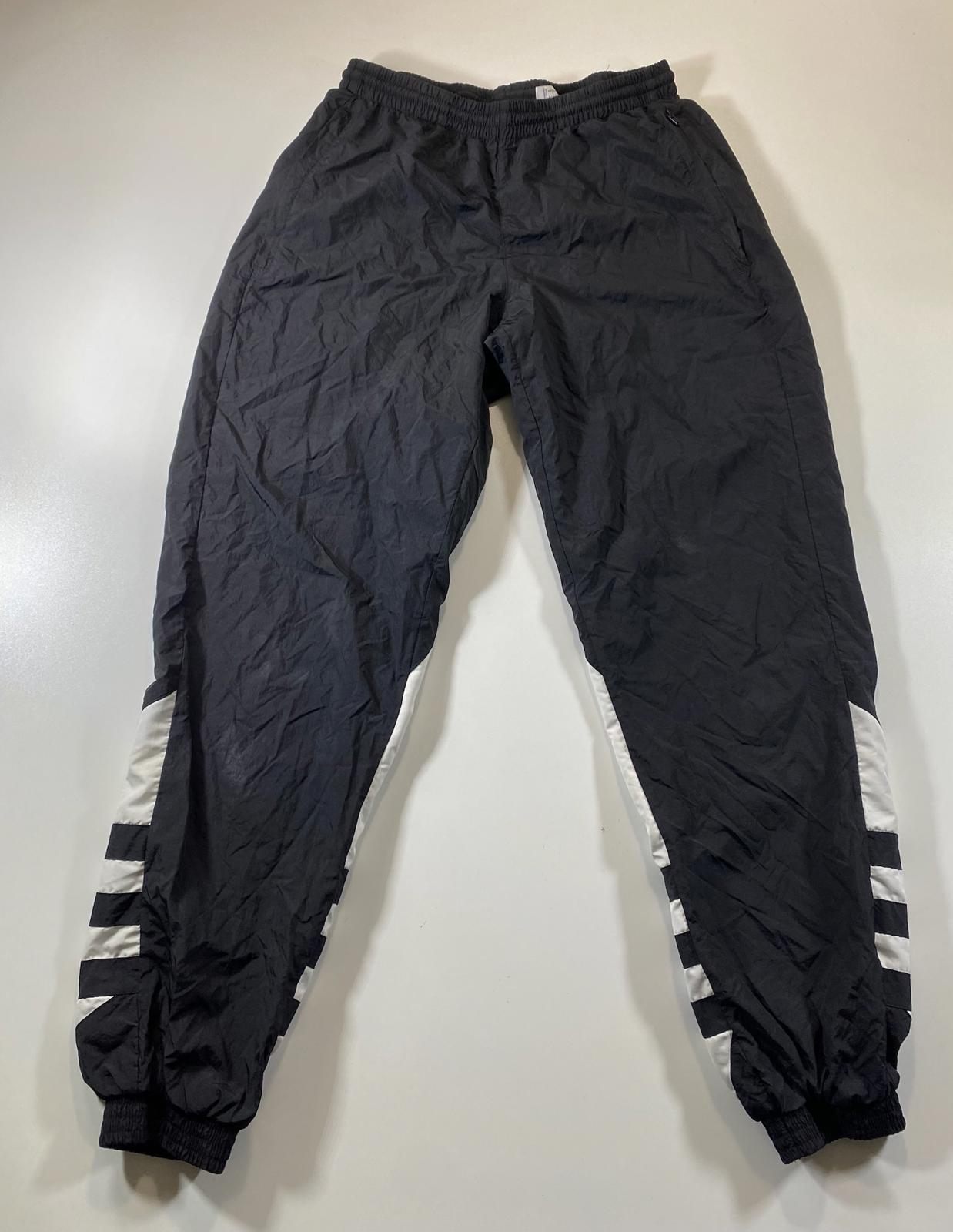 Adidas Black and White Track Pants with Elastic Waistband