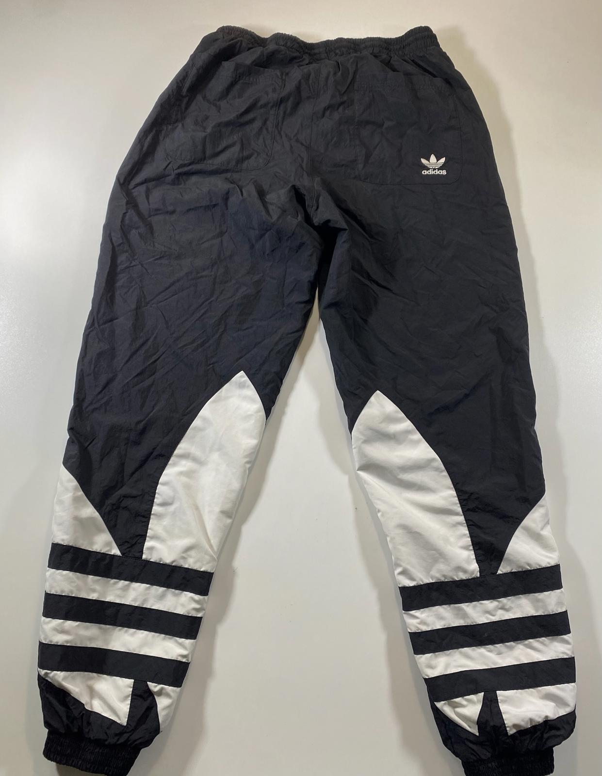 Adidas Black and White Track Pants with Elastic Waistband