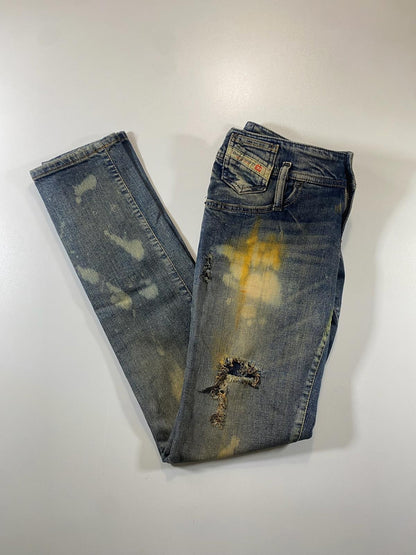 Diesel Distressed and Bleached Skinny Jeans