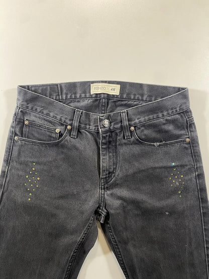 Kenzo H&M Black Denim Jeans with Distressed Details